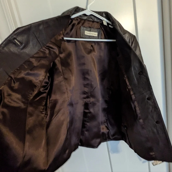 Amanda Smith Brown 100% Leather Jacket sz 12P - Picture 6 of 8